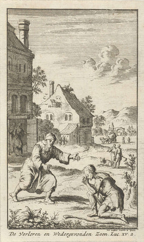 Return of the prodigal son, Jan Luyken, 1727 - 1729 Canvas Print