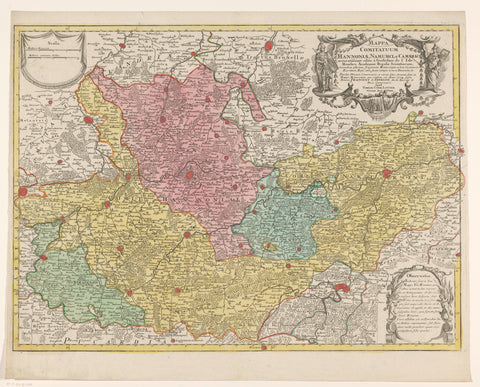 Map of the counties of Hainaut and Namur and the Archdiocese of Cambrai, anonymous, 1757 - 1777 Canvas Print