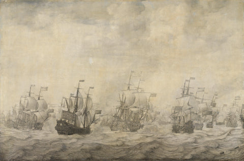 Episode from the Four Days' Battle, 11-14 June 1666, of the Second Anglo-Dutch War, 1665-67, Willem van de Velde (I), 1668 Canvas Print