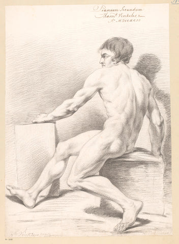 Seated male nude, seen from the side (2nd prize 1792), Harmanus Jansz. Finch, 1792 Canvas Print