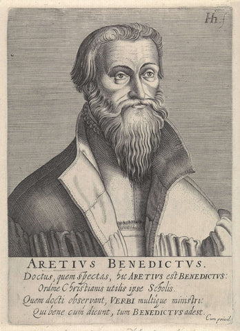 Portrait of Benedictus Aretius, Hendrick Hondius (I), 1599 Canvas Print