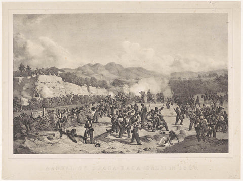 Attack Djaga-Raga (Bali) in 1849, Albertus Anthonius Nunnink, 1849 Canvas Print