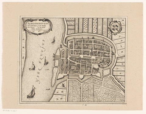 Map Schoonhoven, anonymous, 1657 - c. 1704 Canvas Print