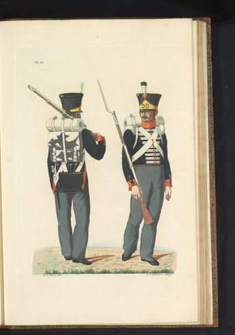 Flankeur and Fuselier of the Regiment Zwitsers no. 30, Johannes Cornelis Zürcher, 1823 Canvas Print