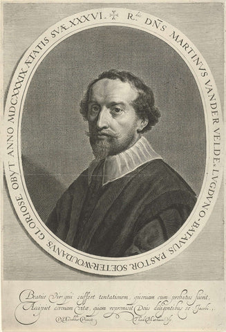 Portrait of Martinus van Velden, Theodor Matham, 1639 - 1676 Canvas Print