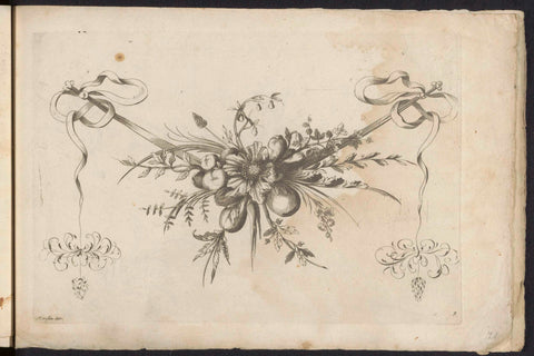 Festoon of fruits, leaves and flowers, Friedrich Jacob Morisson, 1699 Canvas Print