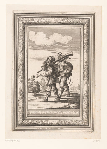 Two soldiers on a raid, dressed according to the fashion of ca. 1630, Abraham Bosse, 1639 Canvas Print