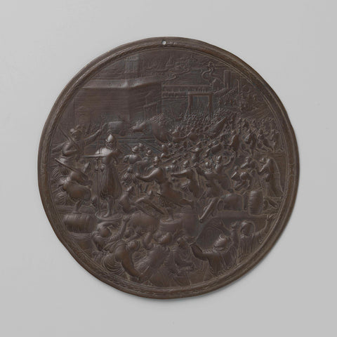 Plaque with the failed attack on Antwerp, anonymous, c. 1600 - c. 1699 Canvas Print