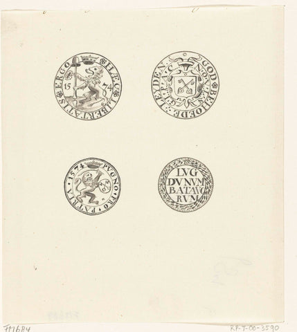 Two paper emergency coins from the siege of Leiden, 1574, anonymous, 1700 - 1899 Canvas Print