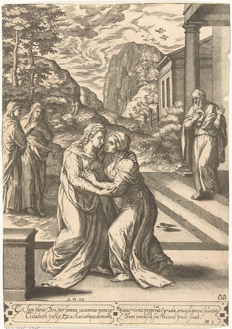 Visitation, Hans Collaert (I), 1576 Canvas Print