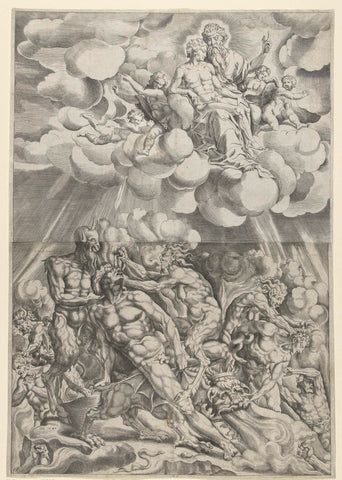 Lazarus in Abraham's womb and the rich man in hell, Cornelis Bos, 1547 Canvas Print