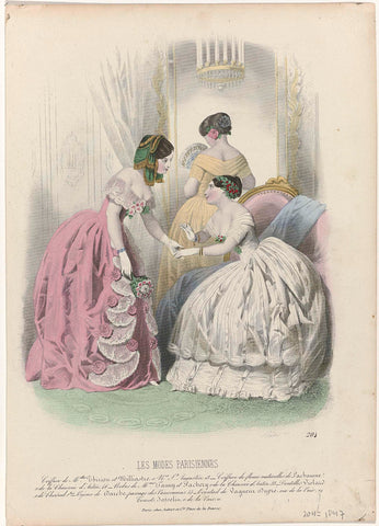 Les Modes Parisiennes, 24 January 1847, No. 204 : Coiffure de Melles Thirion (...), Varin, 1847 Canvas Print