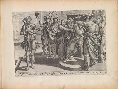 Saul tries to kill David, Hans Collaert (I), 1643 Canvas Print