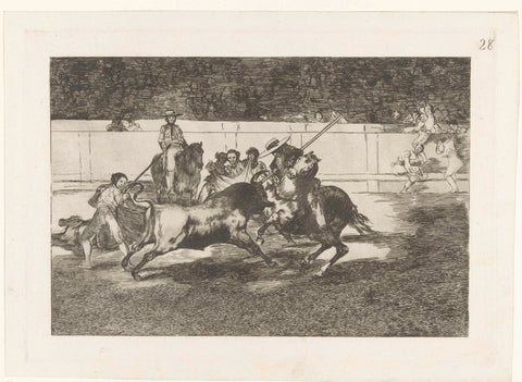 Rendon steekt zijn lans in een stier, Francisco de Goya, 1811 - 1816 Canvas Print