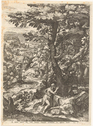 Landscape with John the Baptist, anonymous, Cornelis Cort, c. 1575 - before 1665 Canvas Print