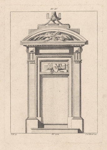 Portal with segmental pediment and vase, anonymous, 1770 - 1788 Canvas Print