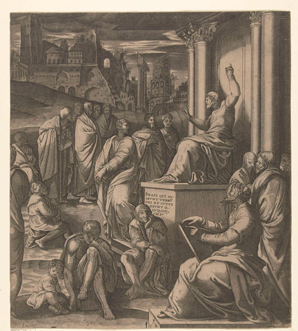 Christus preaches for the people, Cornelis Bos (possibly), in or after 1537 - before 1556 Canvas Print