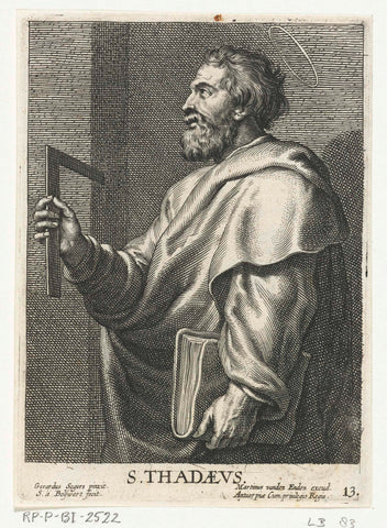 Saint Judas Taddeus with snag, Schelte Adamsz. Bolswert, 1596 – 1659 Canvas Print