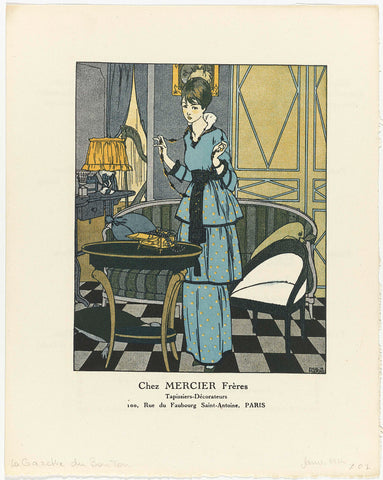 Gazette du Bon Ton, 1914 - No. 1: Chez MERCIER Frères / Tapissiers - Decorators, Paul Méras, 1914 Canvas Print