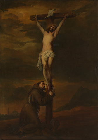 St Francis Lamenting at the Foot of the Cross, Anthony van Dyck (after), c. 1650 - c. 1670 Canvas Print