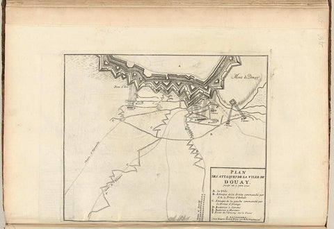 Map with the Allied attacks on Douai, 1710, Jacobus Harrewijn (possibly), 1710 Canvas Print