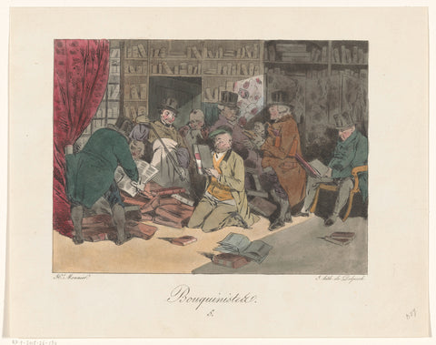 Booksellers inspect a library, Henry Bonaventure Monnier, 1829 Canvas Print