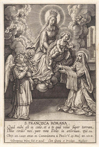 Vision of H. Francesca Romana, Hieronymus Wierix, 1563 - before 1608 Canvas Print