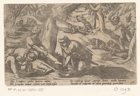 Hunters capture monkeys, Antonio Tempesta, 1605 Canvas Print