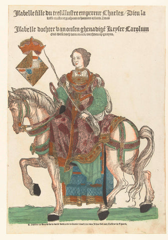 Portrait of Princess Isabella on horseback, Cornelis Anthonisz. (manner of), 1535 - 1540 Canvas Print