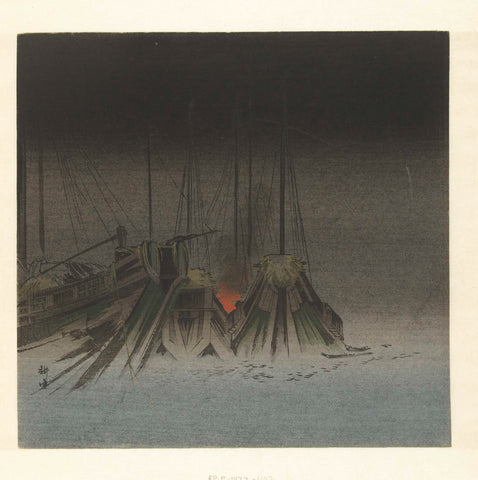 Ships at night, Tsukioka Kôgyo, 1890 - 1900 Canvas Print