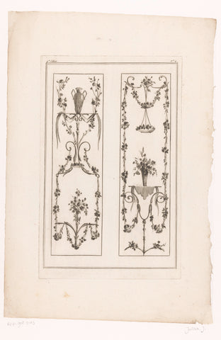 Panelen met vazen en bloemenkrans, Jacques Juillet, 1777 - 1779 Canvas Print