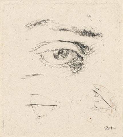 Three eyes, two with eyebrow, Stefano della Bella, 1620 - 1647 Canvas Print