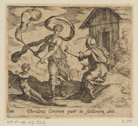 Ceres turns Ascalabus into a lizard, Antonio Tempesta, 1606 Canvas Print