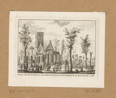 View of the church and the law house of Hilversum after the fire of 1766, anonymous, c. 1770 - c. 1800 Canvas Print