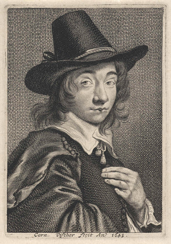 Zelfportret van Cornelis Visscher, Cornelis Visscher (II), 1649 Canvas Print