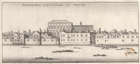 Whitehall in London, as seen from the Thames, Wenceslaus Hollar, 1647 Canvas Print