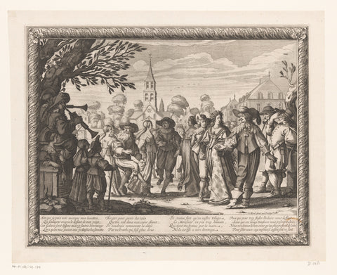 Village party on a square with wedding dance, Abraham Bosse, 1632 - 1633 Canvas Print