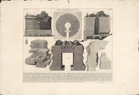 Tomb of Caecilia Metella in Rome, Giovanni Battista Piranesi, c. 1756 - c. 1757 Canvas Print