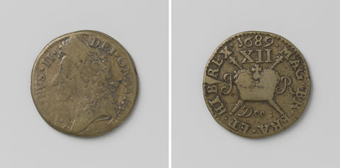 Shilling, Jacobus II, king of England, emergency coin from december 1689, anonymous, 1689 Canvas Print