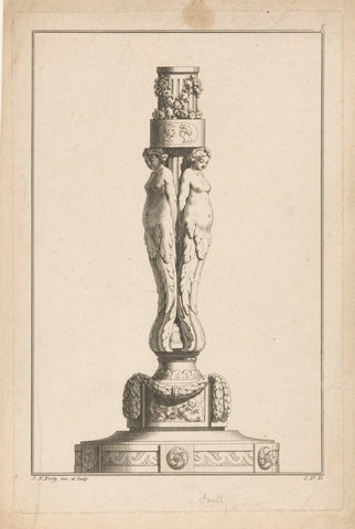 Candlestick with female halffigures, Jean François Forty, 1775 - 1790 Canvas Print