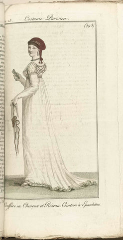 Journal des Dames et des Modes, Costume Parisien, 1805, An 13 (593) Coeffure en Cheveux et Rézeau..., anonymous, 1805 Canvas Print