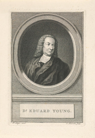 Portret van Edward Young, Jacob Houbraken, 1747 - 1780 Canvas Print