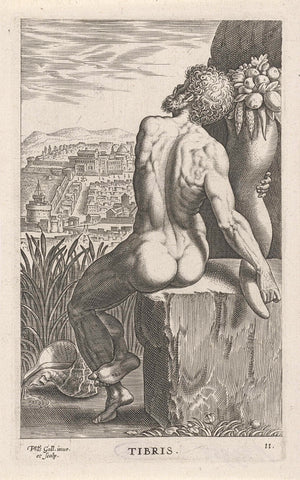 River god Tibris, Philips Galle, 1586 Canvas Print