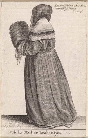 Nobilis Mulier Brabantica / Ein Brüsselsche oder Brabandische Dame, Wenceslaus Hollar, 1649 Canvas Print