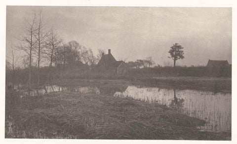 Landschap bij avond op de Norfolk Broads, Peter Henry Emerson (attributed to), 1885 - 1886 Canvas Print