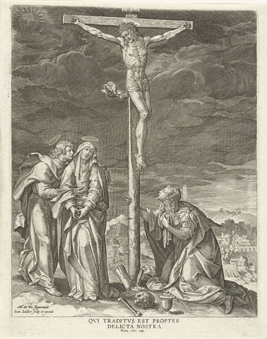 Christ on the cross, Johann Sadeler (I), 1582 - 1584 Canvas Print