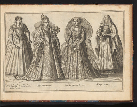 Four women, dressed according to the Venetian fashion of ca. 1580, Abraham de Bruyn, in or before 1581 Canvas Print