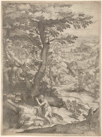 Landscape with John the Baptist, Cornelis Cort, c. 1573 - c. 1575 Canvas Print