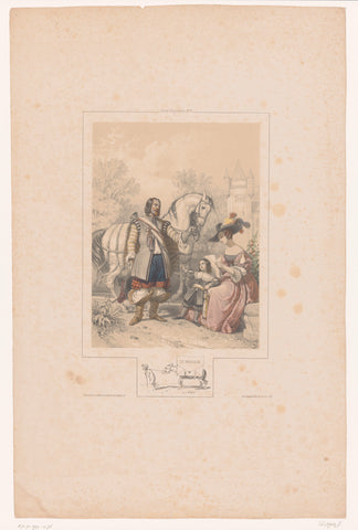 Courier delivers letter to a noble lady, Fortuné Férogio, 1842 Canvas Print