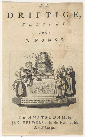 Title page for: J. Nomsz, De driftige, blyspel, 1782, de Vries, 1782 Canvas Print